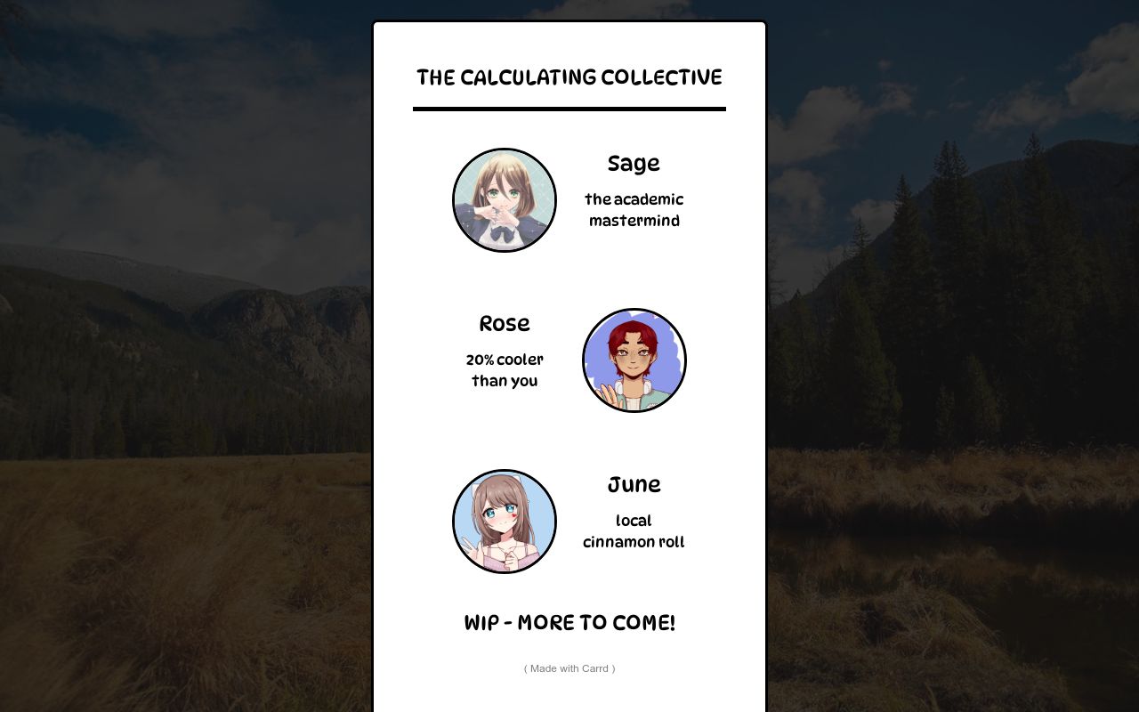 Carrd profile picture for @calculating